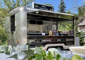 Crepes, frozen yogurt, bubble waffle and coffee from the food truck