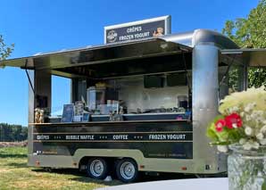 Crepes, frozen yogurt, bubble waffle and coffee from the food truck