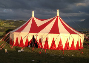 Torchlit walk to the circus tent