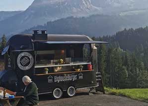 Food truck with top burgers