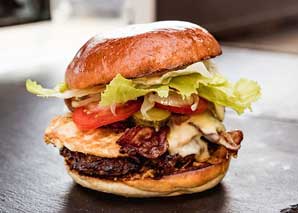 Food truck with top burgers