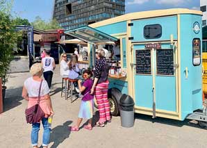 Homemade sweet and savory crêpes and coffee from the food truck