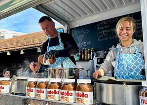 Homemade sweet and savory crêpes and coffee from the food truck