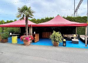 Caribbean barbecue with beach bar