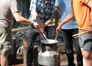 Milk jug fondue or raclette