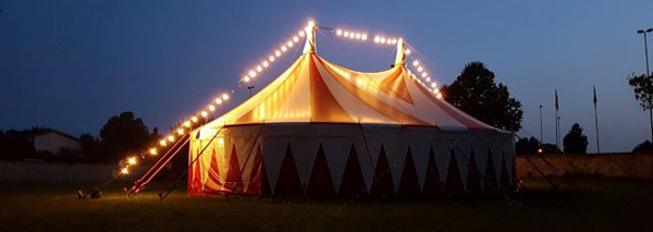 Torchlit walk to the circus tent