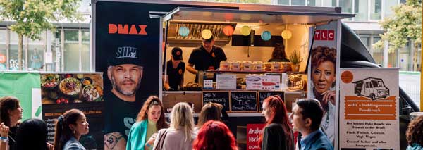 Food truck with poké bowls and ramen soups