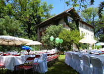 Company party in a garden villa