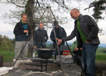 Fondue chinoise over the fire