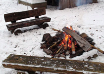 Outdoors fondue or raclette