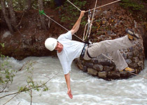 Rope bridge building