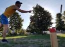 Kubb game with barbecue